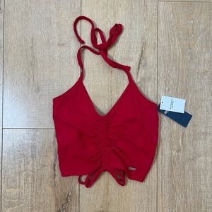 Red halter crop top